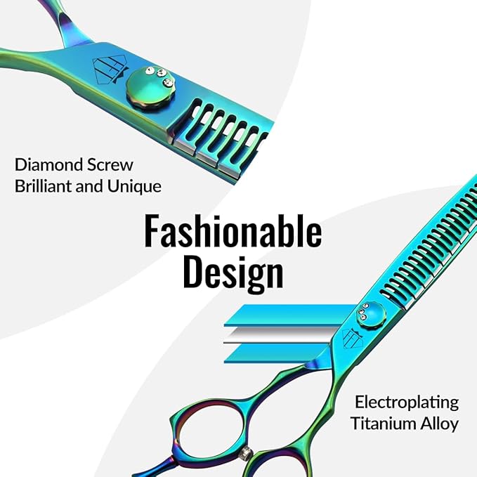 Dog Grooming Scissors: 7" Pet Chunker Shears Made Of Japanese 440C Advanced Stainless Steel Trimming Dogs Cats and Other Pets Green
