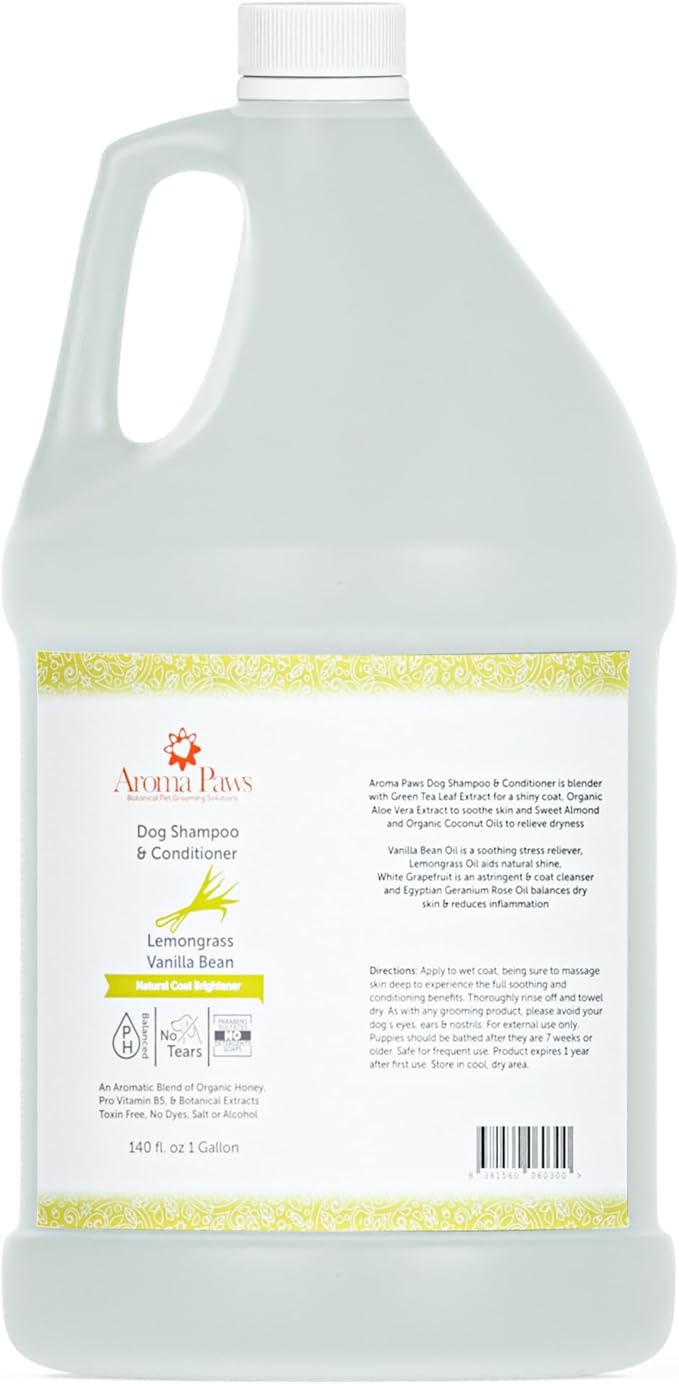 Dog Shampoo – Cleansing Wash, Conditioning, Moisturizing – Healthy Ingredients – Aromatic Grooming Puppy Shampoo – Tearless Cleaner, Lemongrass Vanilla Bean