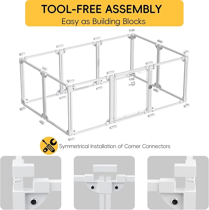 Clear Acrylic Metal Dog Playpen Indoor, Easy Assemble Transparent Puppy Playpen, Expandable & Durable Dog Fence for Small and Medium Dogs (30.3" H, 10PCS)