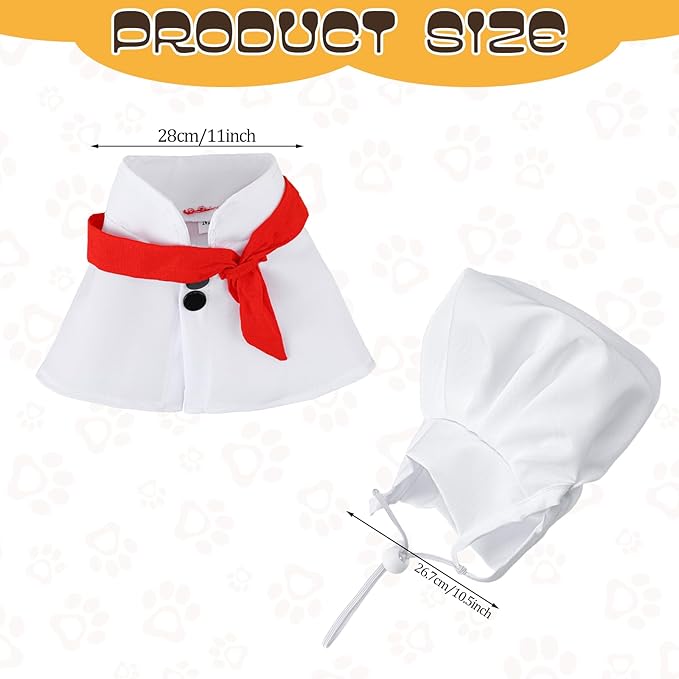 Pet Chef Hat - White Pet Hat Chef Appearance Clothing, Adjustable Cooking Cap and Cloak Set