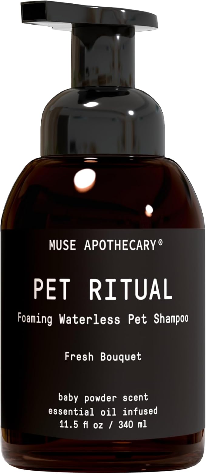 Muse Apothecary Pet Ritual Foaming Waterless Shampoo for Dogs, Waterless Dog Shampoo Foam, No Rinse Dog Shampoo, Waterless Dog Shampoo for Large Dogs - Essential Oils Infused, 11.5oz Fresh Bouquet