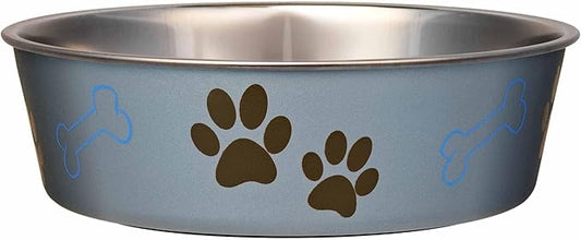 Loving Pets Bella Dog Bowls- Stainless Steel Dog & Cat Bowls - Spill Proof Dog Food Bowl, Cat Bowl, Puppy Essentials & Pet Supplies Great for Home & Travel (Large 35-65 lbs, Blueberry)