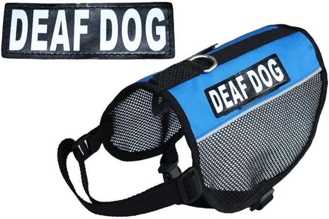 Deaf Dog Service Dog mesh Vest Harness Cool Comfort. Purchase Comes with 2 Reflective Deaf Dog Removable Patches. Please Measure Your Dog Before Ordering