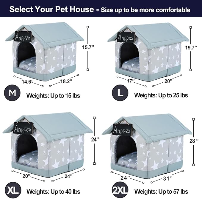 ANPPEX Small Dog House Indoor,M Size Indoor Dog House for Small Dogs and Cats,Covered Dog Bed with Cushion,Grey