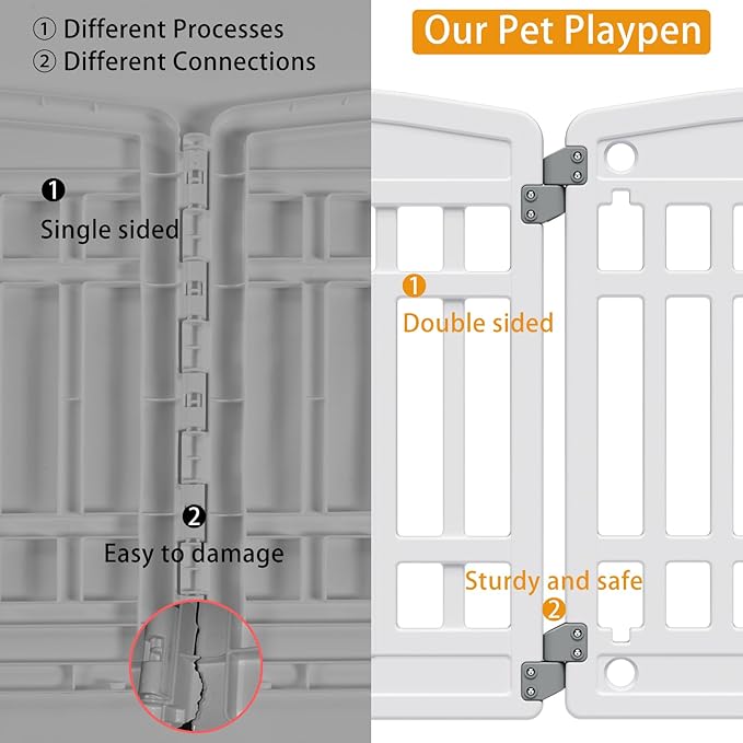 Pet Playpen with Door Dog Playpen Foldable Puppy Playpen for Puppies and Small Dogs 4-Panels Easy Assemble Easy Storing for Indoor and Outdoor, Garden Fence, Garden Border Fence (4 Panels)