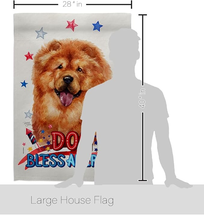 Breeze Decor Patriotic Chow House Flag Pack Dog Puppy Spoiled Paw Canine Fur Pet Nature Farm Animal Creature Support Our Troops Banner Small Garden Yard Gift Double-Sided, Made in USA