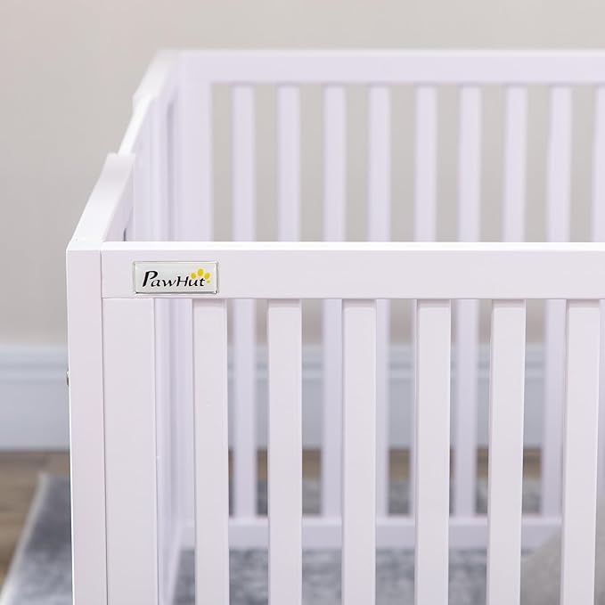 PawHut Whelping Box for Dogs Built for Mother's Comfort, Dog Whelping Pen with Removable Doors, Puppy Playpen for Indoors, Newborn Puppy Supplies & Essentials, 81" x 39" x 20", White