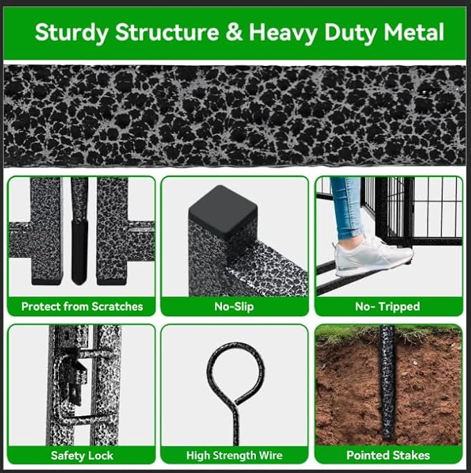 Dog Playpen Outdoor Extra Wide 16 Panels Heavy Duty Dog Fence 40" Height Anti-Rust with Doors Portable for RV Camping Yard, Total 42FT, 140 Sq.ft, Snowy Black