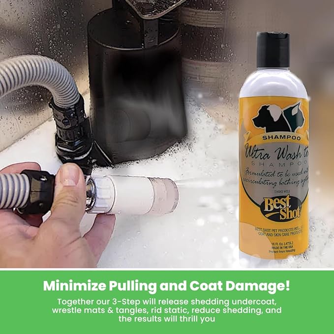 Best Shot Ultra Wash Too Shampoo with Pet Coat Release Technology, Coat and Skincare Product for Dogs and Cats, Quick-Rinsing, 16 oz