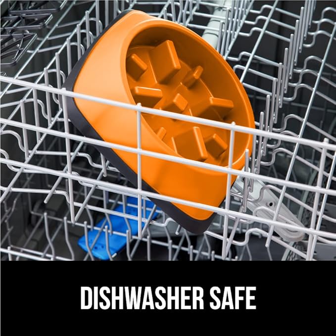 Gorilla Grip Slow Feeder Dog and Cat Bowls, Interactive Puzzle Toy for Dogs and Cats Food Training, Keeps Pets Busy and Prevents Puppy Overeating, Large, Small Breeds, 100% BPA Free, 4 Cup Orange