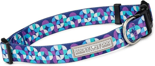 Lucky Love Dog Patterned Dog Collar - Adjustable, Durable, Soft Webbing, & Comfortable Dog Collar for Male and Female Dogs - Cool Dog Collar in Jasper Pattern with Strong Buckle, Large Size