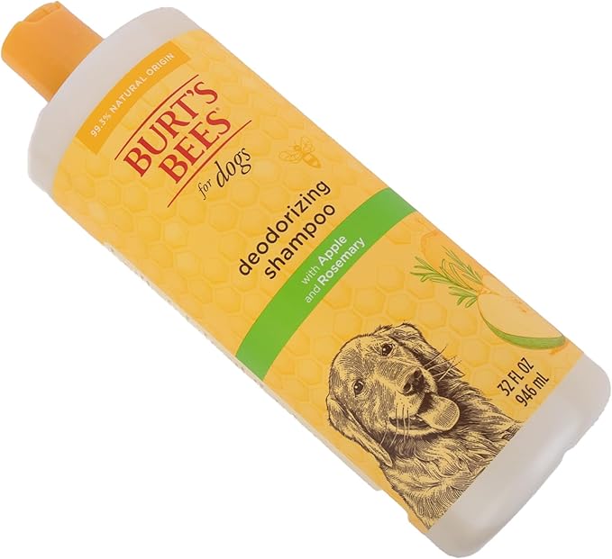 Burt's Bees for Pets Deodorizing Dog Shampoo with Apple and Rosemary, 95% Natural Origin Formulas, Dog Deodorizing Shampoo - Gentle Dog Shampoo, Best Dog Shampoo for Smelly Dogs, 32 oz