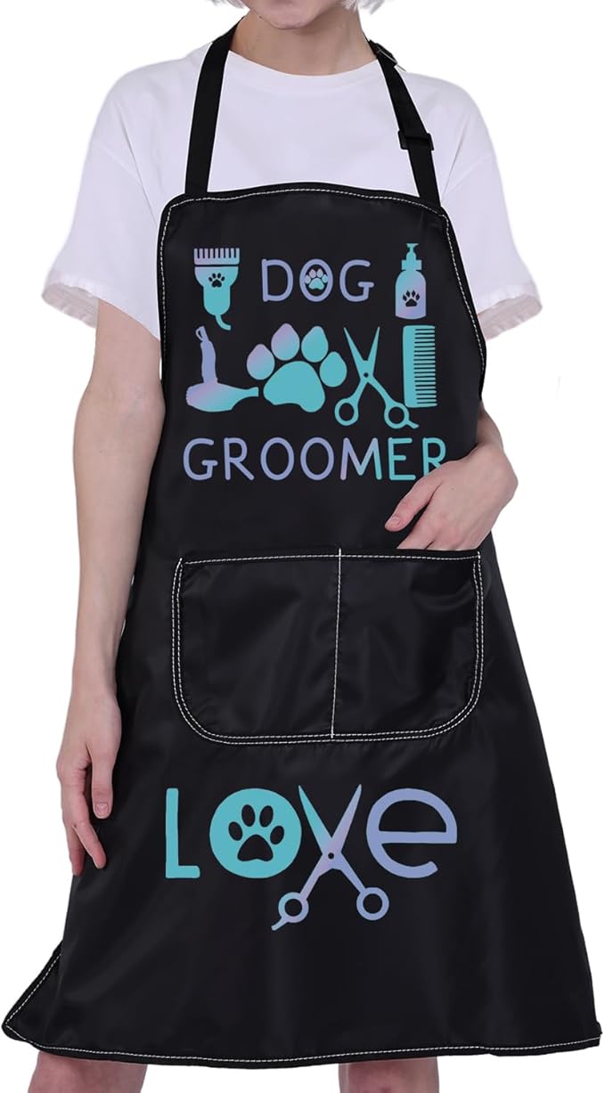 CMNIM Dog Groomer Apron with Pockets, Waterproof, Dog Groomers Apron
