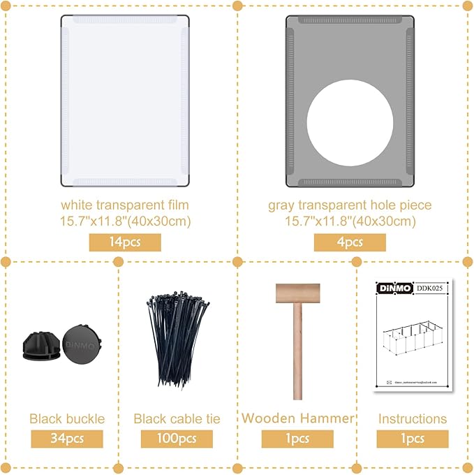 DINMO Rabbit Playpen, Guinea Pig Cages, Hamster Cages, Interesting Game Holes Design for Small Animal, Bunny, Ferret, Hedgehog, DIY, Expanded, Portable, Exercise Fence, 61.4 x 25.4 x 16.4 inches