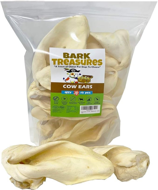 Cow Ears Dog Treats (15 Pack) - Whole Thick Cow Ear Dog Chews - Safe Rawhide Alternative - Cow Ears for Dogs