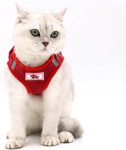 FEimaX Dog Harness and Leash Set, No Pull Reflective Adjustable Pet Harnesses for Puppy Kitten Soft Corduroy Chest Harness for Small Medium Dogs and Cats Easy Control Vest for Outdoor Walking
