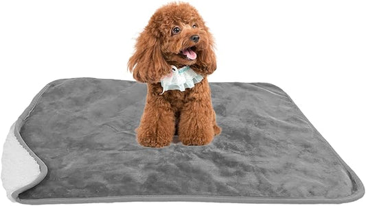 Bucephalus Waterproof Dog Blanket, Thick Reversible Soft Pet Blankets for Couch Bed Protection, Pee Proof Sherpa Fleece Blanket for Small Medium Large Dogs Puppy Cats Washable (Gray,25"×35")