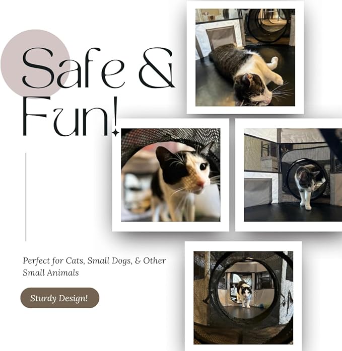 Animal Enclosure Playpen with Tunnel and Double Detachable Rooms - Extra Large and Extremely Sturdy