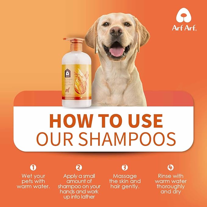 Arf Arf Dog Shampoo Silky & Conditioning, Hydrating Oatmeal Formula, Smooth Coat Wash, Honey-Infused, Pet-Friendly, pet Shampoo and Conditioner, Suitable for All Breeds and Ages - 16oz
