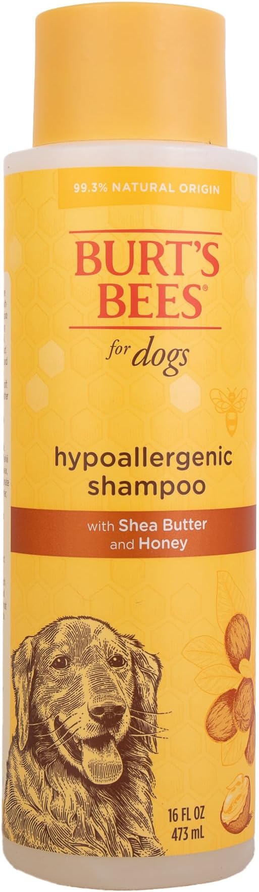 Burt's Bees for Pets Hypoallergenic Shampoo for Dogs with Shea Butter and Honey, 95% Natural Origin Formulas, Shampoo for Sensitive Dogs - Gentle Dog Shampoo, 16 oz