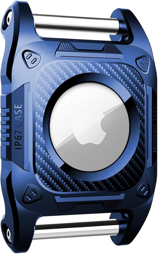 IP68 Waterproof Airtag Case for Dog Collar [1 Pack] Airtag Dog Collar Holder Hard TPU Full Protection Airtag Holder with Removable Handle Cat Dog GPS Tracker Anti Loss air tag Cover（Blue）