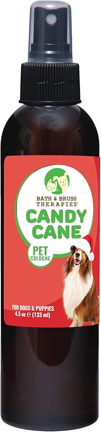 Bath & Brush Therapies® Candy Cane Dog Cologne 4.5 oz | Dog Perfume Long Lasting | Deodorizing Spray