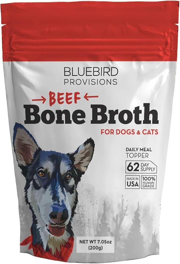 Beef Bone Broth for Dogs - High Protein Bone Broth for Cats - Beef Bone Broth Powder for Dogs - Dehydrated Beef Cat Food Toppers - Dog Safe Bone Broth - Bone Broth Topper for Dogs