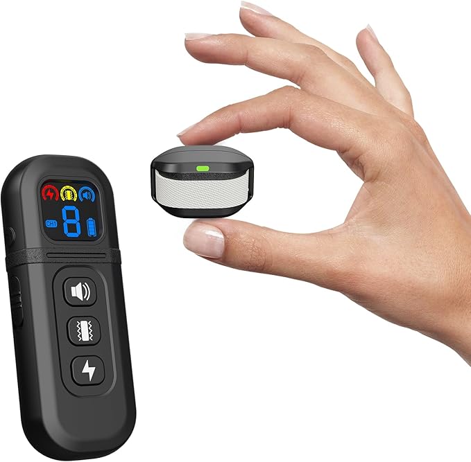 Smallest & Lightest Training Collar for Small Dogs 5-15lbs, with Shock, Vibration, Sound 3 Modes, Rechargeable, 23 Adjustable Levels (Beige)