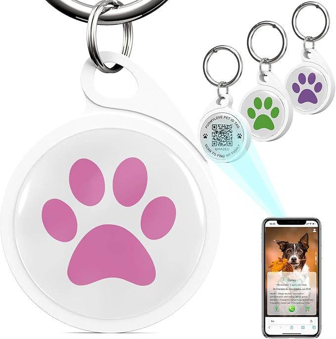 QR Code Dog Tag, Smart ID Tags, Dog Tags Personalized Lightweight Silent ID Tag for Kids Pets Bags Keys, Pack of 3