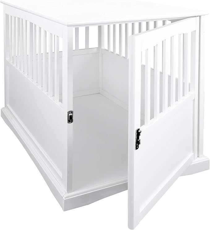 Casual Home Wooden Large Pet Crate, End Table, White 36.50" x 24.00" x 29.25"