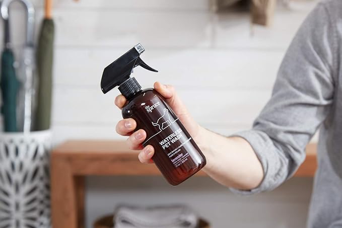 The Spruce Waterless Pet Wash, No Rinse Moisturizing Shampoo for Pets - Daily Pet Care - Cleaning, Cleansing, and Conditioning for Dogs, Puppies, and Cats - 2 oz Travel Size, 3 Pack, Lavender