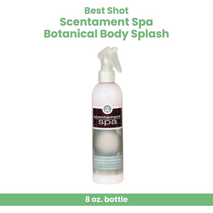 Best Shot Scentament Spa Botanical Body Splash, Body Spray For Pets, Cat And Dog Cologne Spray, Cucumber Melon, 8 Oz.