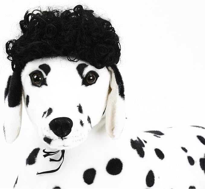 pet k9 Funny Dog Cat Cosplay Wig, Pet Costumes, Cat Dress up for Halloween, Christmas, Parties, Festivals, Dog Wigs for Small Medium and Large Sized Dogs (Black Curly Hair)