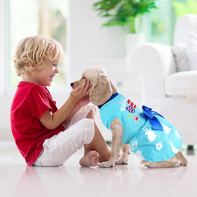 Dog Easter Outfit Cute Happy Easter Day Dog Dress Bunny Eggs Easter Dog Cat Clothes Pink Tulle Pet Doggie Apparel Outfit with Bowknot for Small Dogs Puppy Cat Girl Costume