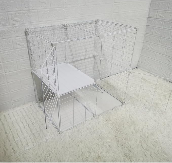 Cat Cage Indoor DIY Cat Playpen Detachable Metal Wire Kennels Cat Cage Indoor Cat Enclosures DIY Cat Playpen Metal Kennel (2 Tier)