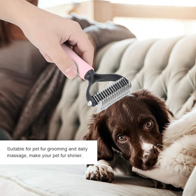 Grooming Brush Pet Hair Brush, Pet Neat Pet Grooming Brush, Hair Knot Comb, Dog Grooming, Grooming Tool for Dogs for Puppy(Pink, small)