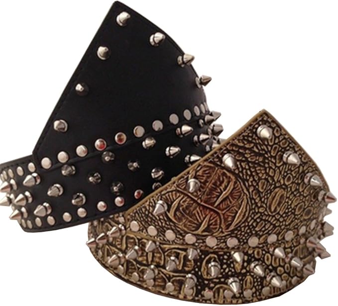 Dogs Kingdom 20"-26" Length Triangle Collar Design Spiked Silver Rivets Studded Leather Dog Collar Heavy Duty for Medium Large Breeds Pitbull Mastiff Boxer Bully White L