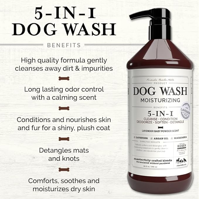5-in-1 Dog Wash Moisturizing Lavender Shampoo, by Kira Labs 960ml/32fl