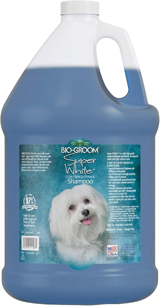 Bio-Groom Super Whitening Dog Shampoo – Whitening Pet Shampoo, Dog Bathing Supplies, Puppy Wash, Dog Grooming Supplies, Cruelty-Free – 1 Gallon