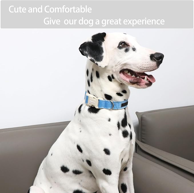 ARING PET Dog Collar-Adjustable Cotton Small Dog Collars, Lightweight Comfortable Blue Pet Collars with Quick Release Buckle for Small Medium Large Dog