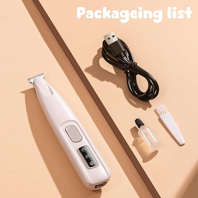 Dog Paw Trimmer,Pet Micro Precision Trimmer for Paws,Cordless Dog Clipper with Led Light,Paw Trimmer for Dogs Cats,USB Rechargeable Low Noise Dog Grooming for Paws,Face,Ears,Eyes,Hair