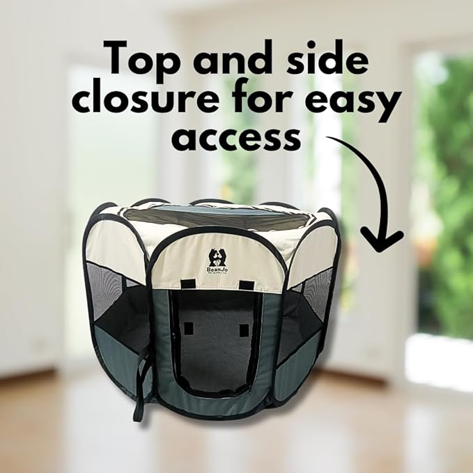 BeanJo Pet Supply Co. Foldable Portable Pet Playpen, Mesh Sides, with Carry Bag (Medium (18 * 25.5 * 25.5)) Dog, cat, Small Animal Enclosure, Safe for Outdoor use.