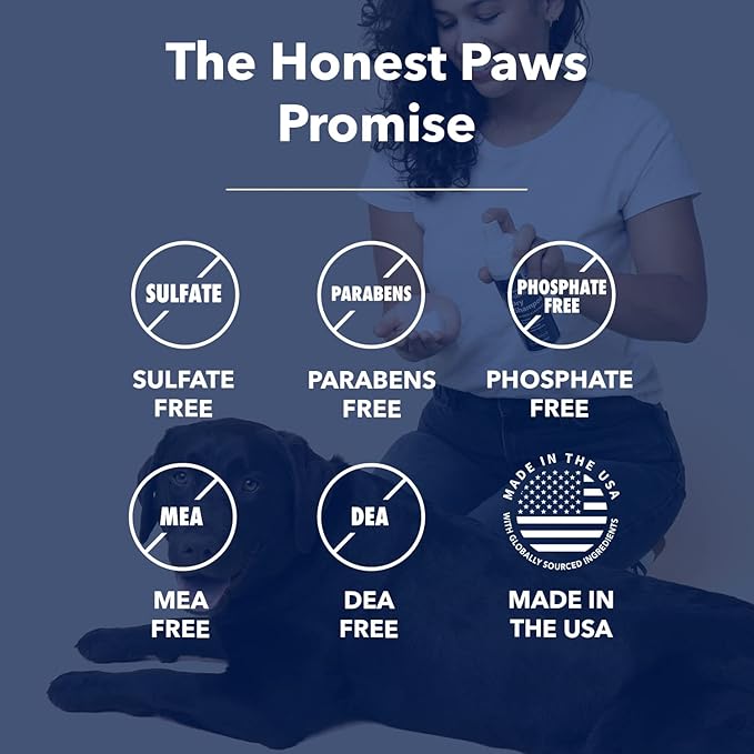 Honest Paws Dog Dry Shampoo - Waterless No Rinse Foaming Formula Reducing Itch Cleanse Hydrate Nourish Dry Skin and Smelly Coat Help Decrease Odor Shedding and Allergies - Oatmeal & Lavender - 6.3 oz