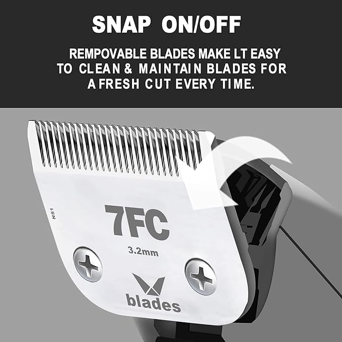 7FC Clipper Blade Dog Grooming Compatible with Andis Clippers Carbon Infused Steel Detachable Ceramic Sharp Edge Also Compatible with Wahl/Oster Dog Clippers