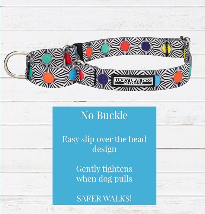 Lucky Love Dog, Adjustable Fun Style Martingale Collar for Dogs, Comfy & Bright Color, Premium No Slip Dog Collar - (Small, SOCO Mart - Combo)