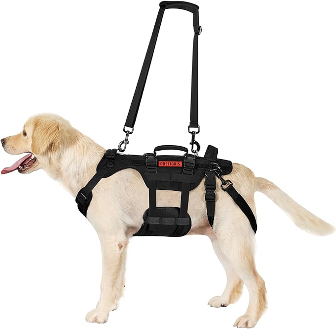 OneTigris Dog Lift Harness for Large Dogs, Dog Hip Support Brace, Full Body Dog Lifter with Handles Invictus Multifunctional Mobility Assistance Vest for Back Legs (Black, X-Large)
