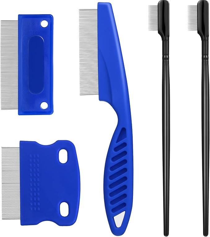 5 Pieces Dog Eye Combs Tear Stain Remover Combs Pet Grooming Comb for Small Dogs Gently Removing Eye Mucus and Crust (Blue, Black)