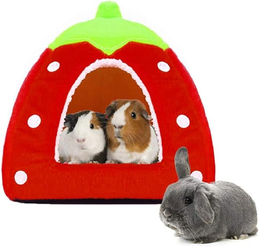 Spring Fever Hamster Guinea Pig Rabbit Dog Cat Chinchilla Hedgehog Bird Small Animal Pet Bed House Hideout Cage Accessorie B Red XS