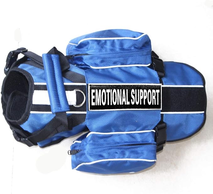 Service Dog Vest Mesh with Removable Emotional Support Label Patches Reflective Dog Harness(Blue,M)