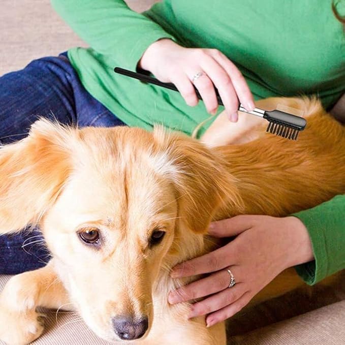 Black Dog Combs Head Brush Cleaning Tear Stain Remover Kitten Puppy Pet Eye Comb Pet Products for Small Cat Dog Double-Sided,Dematting Tools